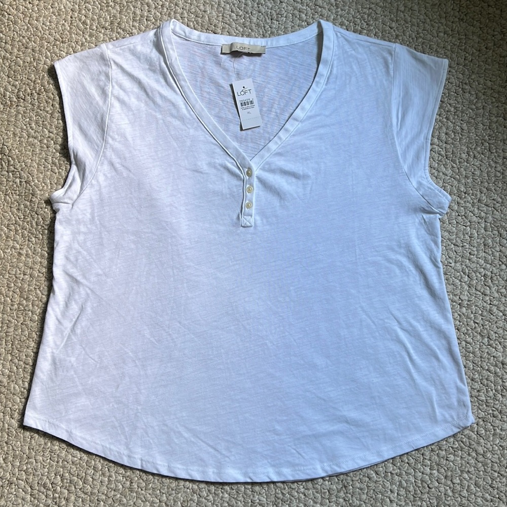 COPY - Loft -  white Henley  tee - new with tag